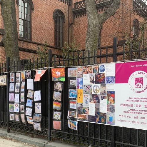 QUEENS POST: Local Students Brighten Flushing Town Hall Fence With Drawings of Hope